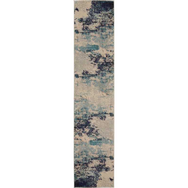 Tapis ivoire moderne Enoch, Tapis de couloir 2 pi 2 po x 10 pi