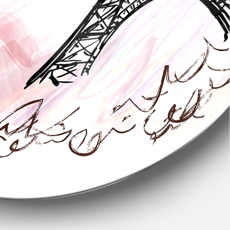 Illustration avec la Tour Eiffel de Paris - Horloge murale moderne, Moyen
