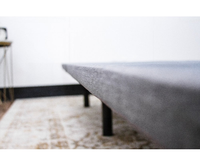 Omne Twin XL Upholstered Platform Foundation - No Box Spring Needed, Strong Support, Black/Gray, Twin