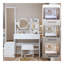 Armoire à miroir pleine grandeur + coiffeuse à miroir rond à DEL + tabouret rembourré, avec 2 centrales électriques + 2 centrales USB, miroir à DEL de 17 po de diamètre, commande tactile, 3 couleurs, luminosité réglable, grand bureau