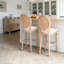 Chaises de bar Amando d'une hauteur de 30 po, tabourets de bar rembourrés en bois massif, tabourets de bar en bois de style champêtre français classique, techniques de tréfilage et de sculpture-129766991-131139520