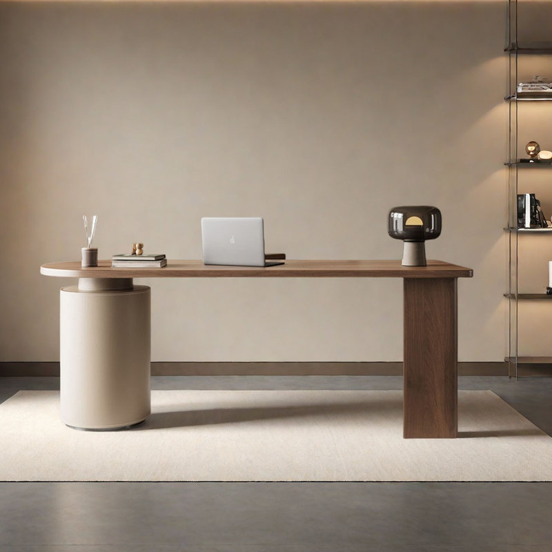Bureau moderne en noyer, H 29,5 po x l 63 po x P 27,6 po