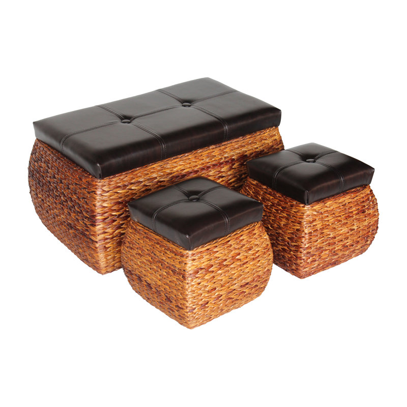 Faux Leather Ottoman