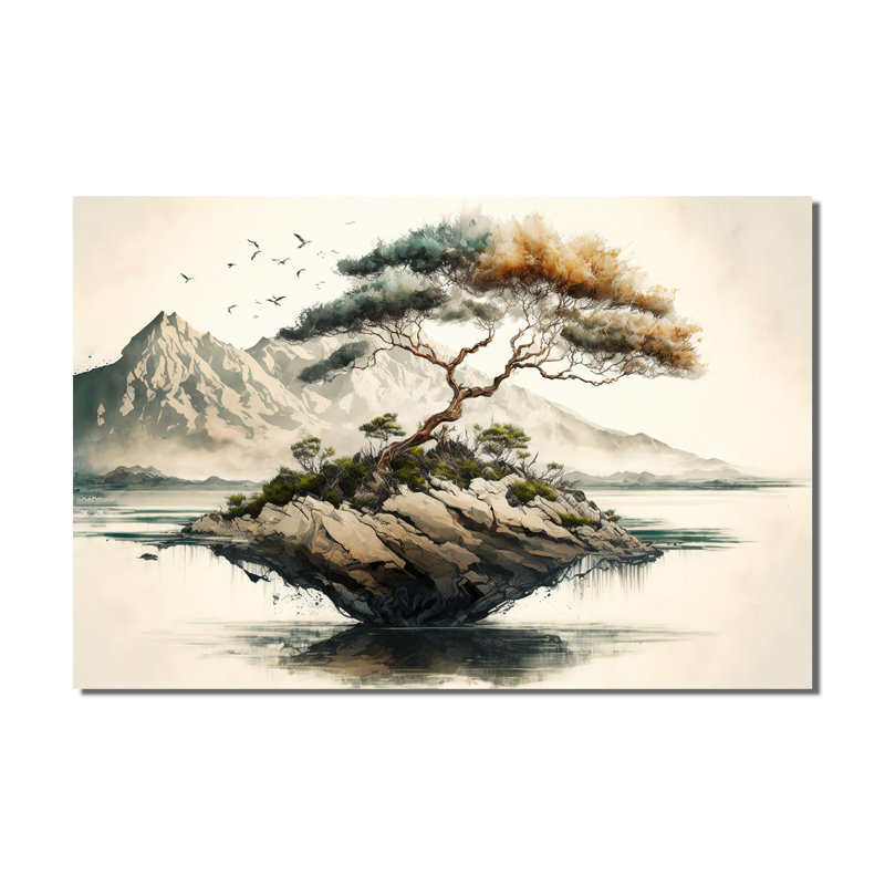 Bonsai par l'eau I - art mural moderne sur toile