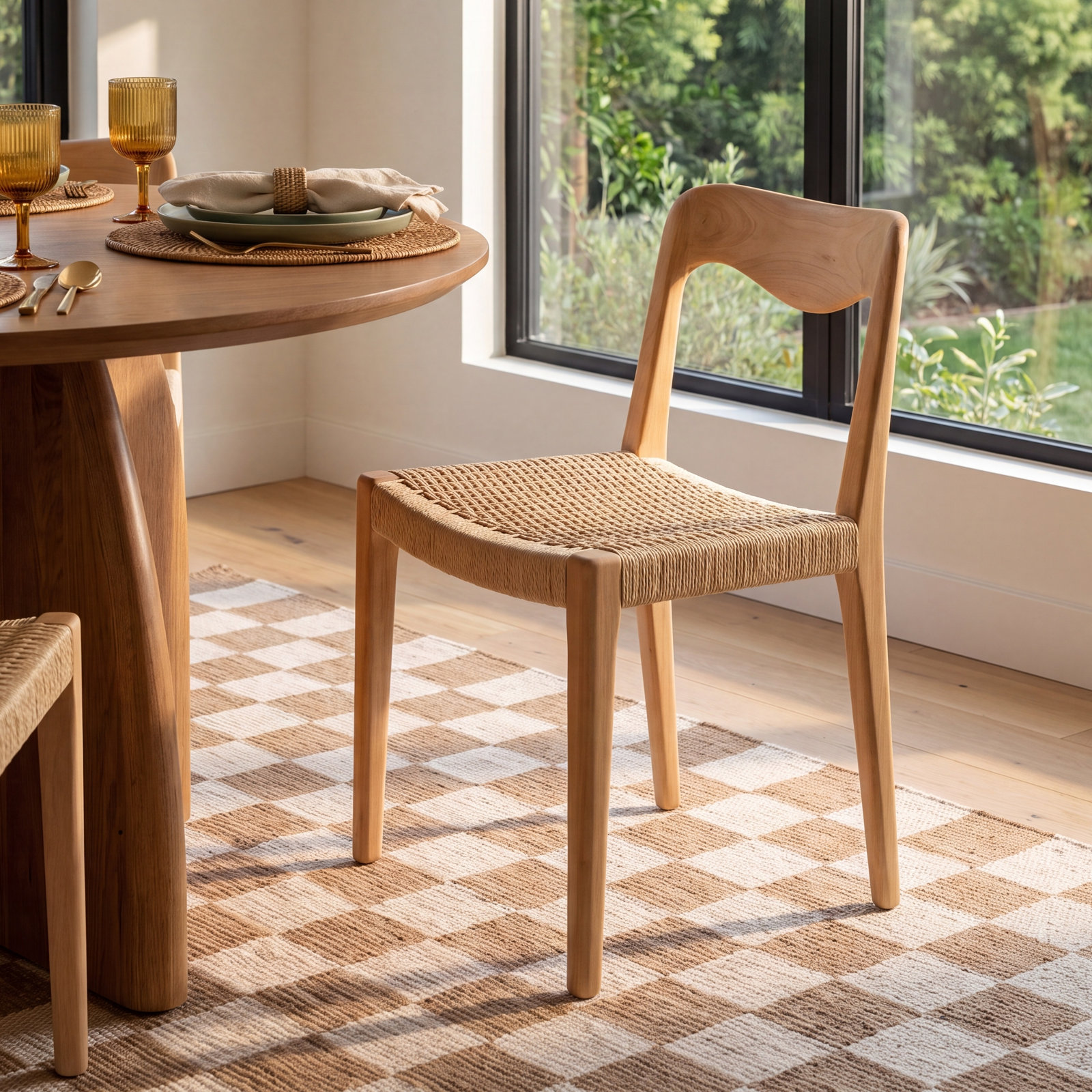 Dannon Teak Dining Chair, Natural/Beige