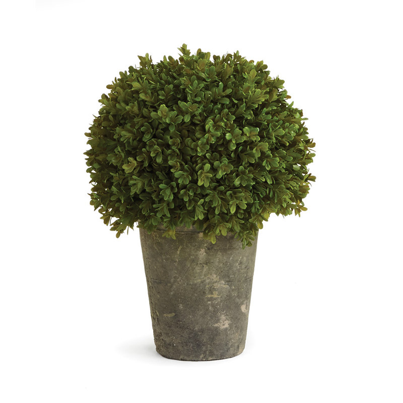 Cumbie 13.5'' Faux Boxwood Plant in Metal Pot
