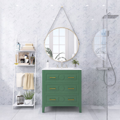 Meuble-lavabo autoportant moderne 30 po avec lavabo en céramique