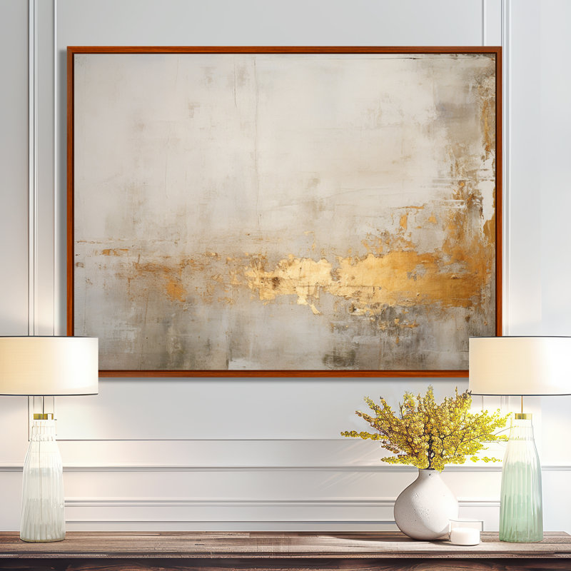 Reproduction d'art sur toile, or subtil et subtil II, Toile avec cadre flottant brun, H 12 po x l 20 po x P 1 po