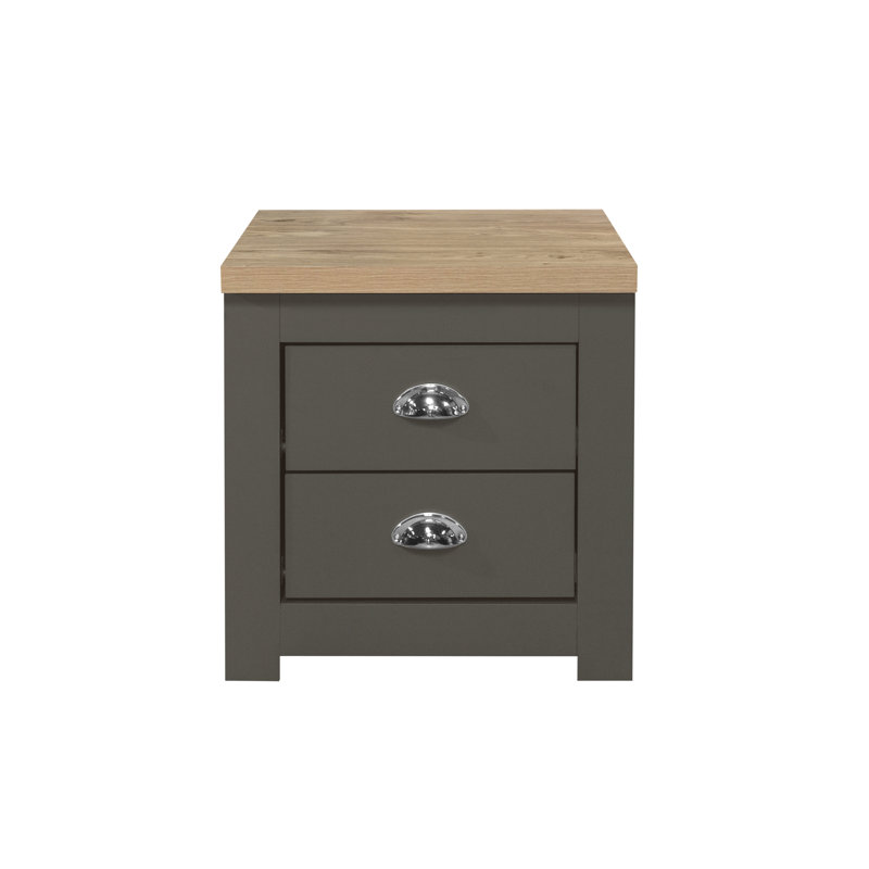 Highgate 2 Drawer Bedside Table, Dark Grey