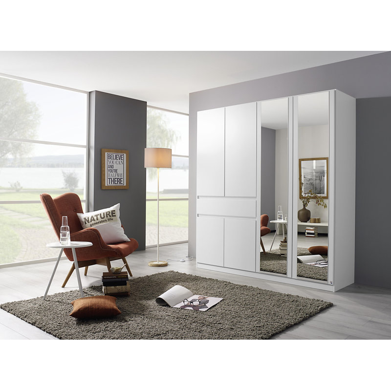 Tübingen 6 Door Wardrobe, White/Chrome