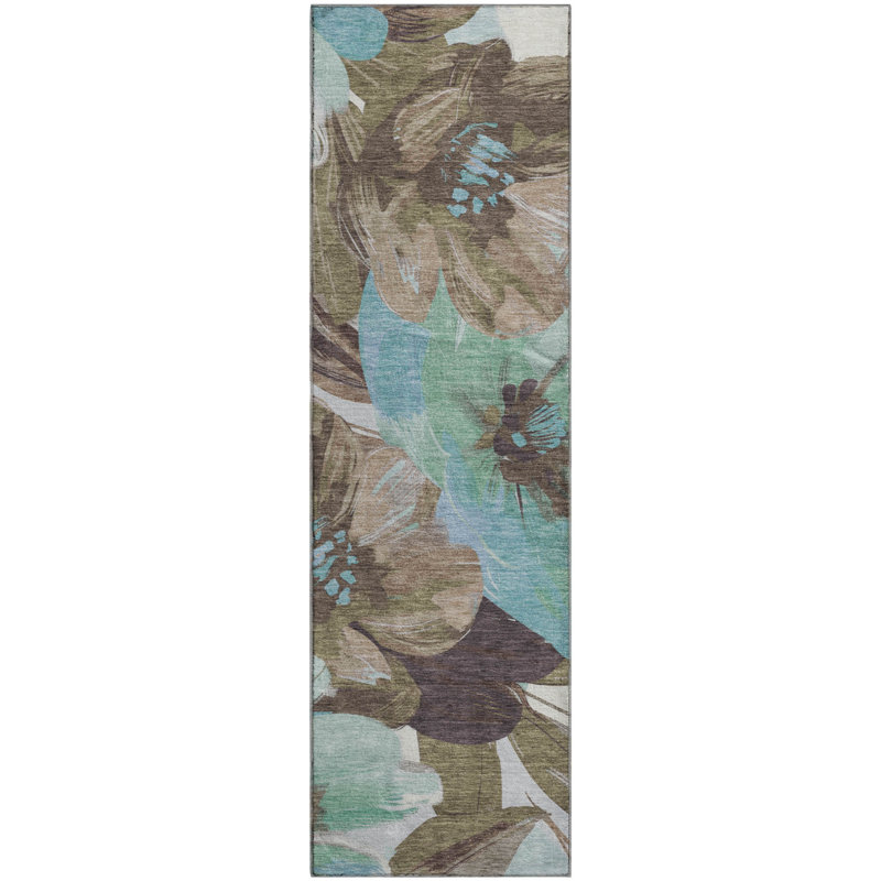 Premium Machine Washable Northdale AMF1487 Floral Rug, Runner 2'3" x 7'6"