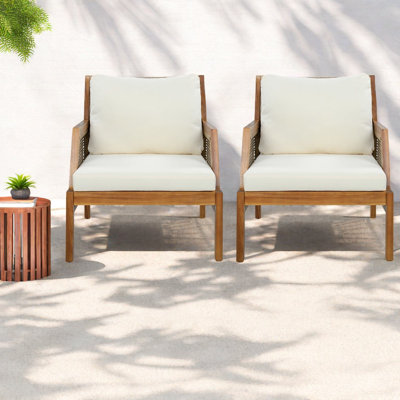 Chaises longues Comfort, ensemble de 2 chaises en bois d'acacia rustique et véranda