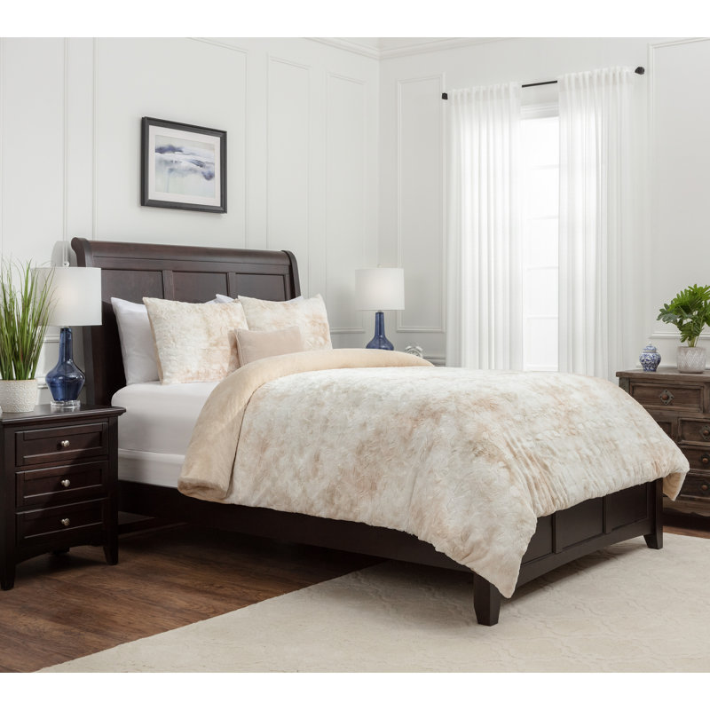 Ultra Soft Cozy Fuzzy Duvet Cover Set, Queen Duvet Cover + 2 Pillowcases, Taupe
