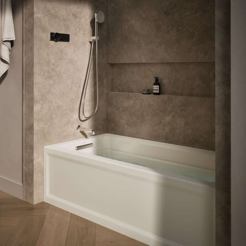 Archer 66" x 32" Soaking Bathtub, Biscuit, Left