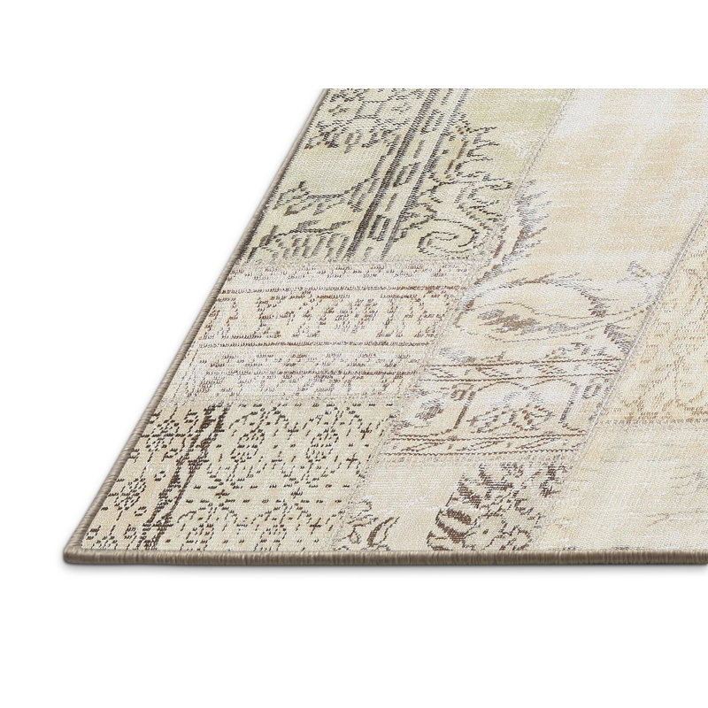 Tapis contemporain ivoire / gris clair, Rectangle 8 pi x 10 pi