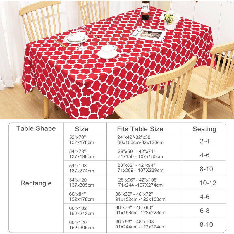 Rectangle Table Cloth, Waterproof Vinyl Tablecloth With Flannel Backing For Rectangle Tables, Wipeable Spillproof Plastic Tablecloths For Dining, Camping, Indoor And Outdoor (60" X 84", Red)