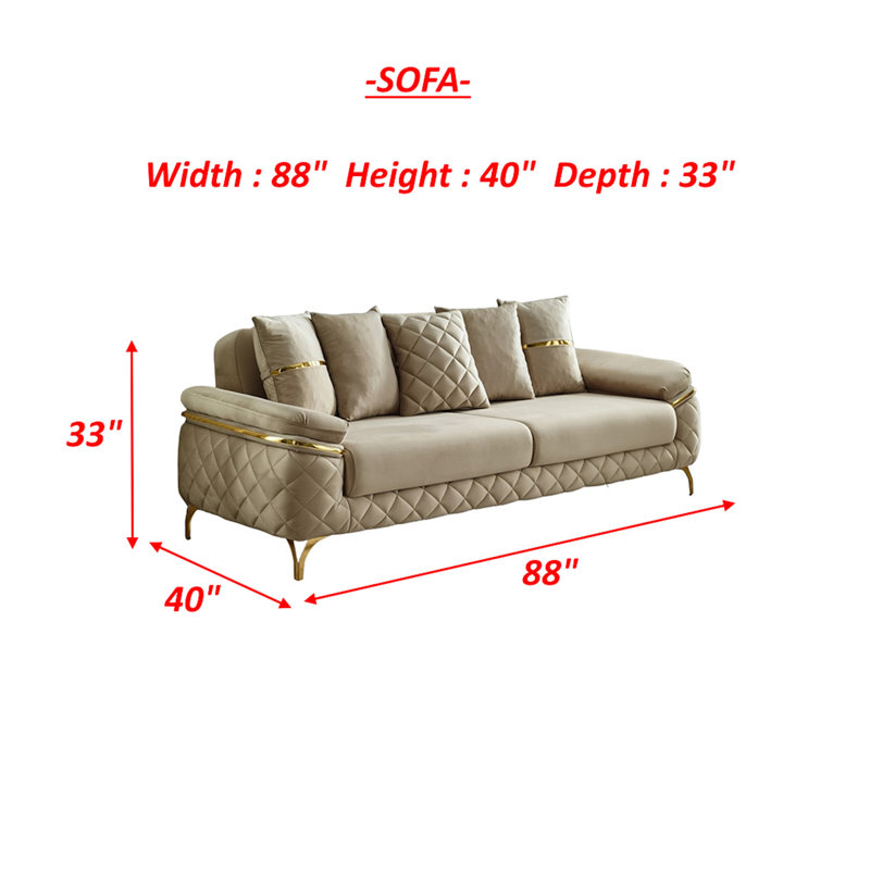 Martay 4 - Piece Velvet Living Room Set