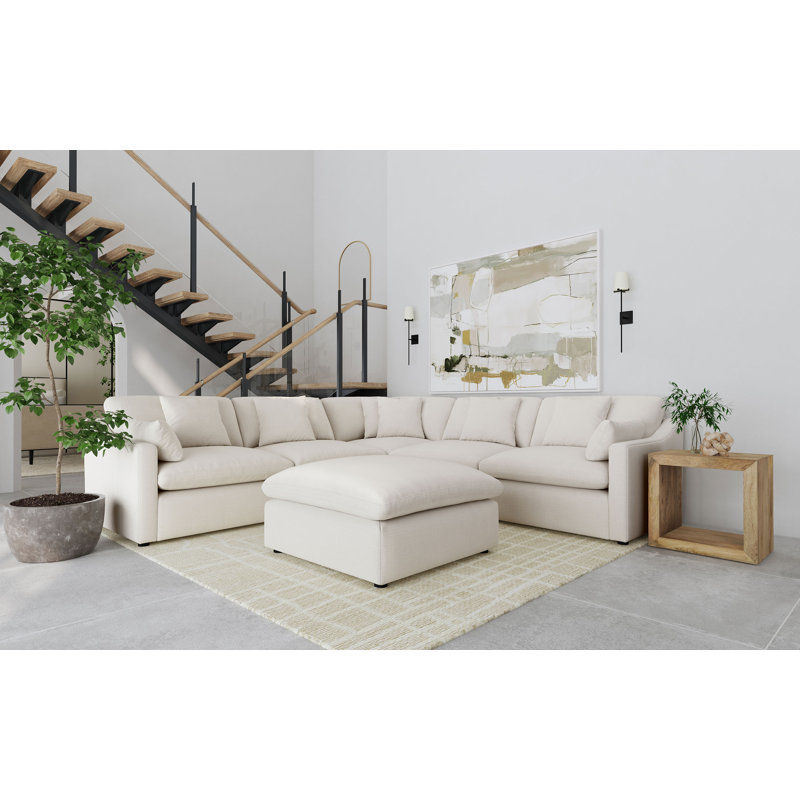 Canapé modulaire rembourré 6 pièces Jaequan, Polyester ivoire