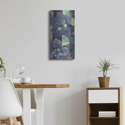 Art mural en métal luxueux «Violet Row 1» par Albena Hristova, 12 po x 24 po