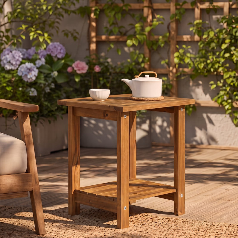 Table d'appoint d'extérieur Candrice, Naturel