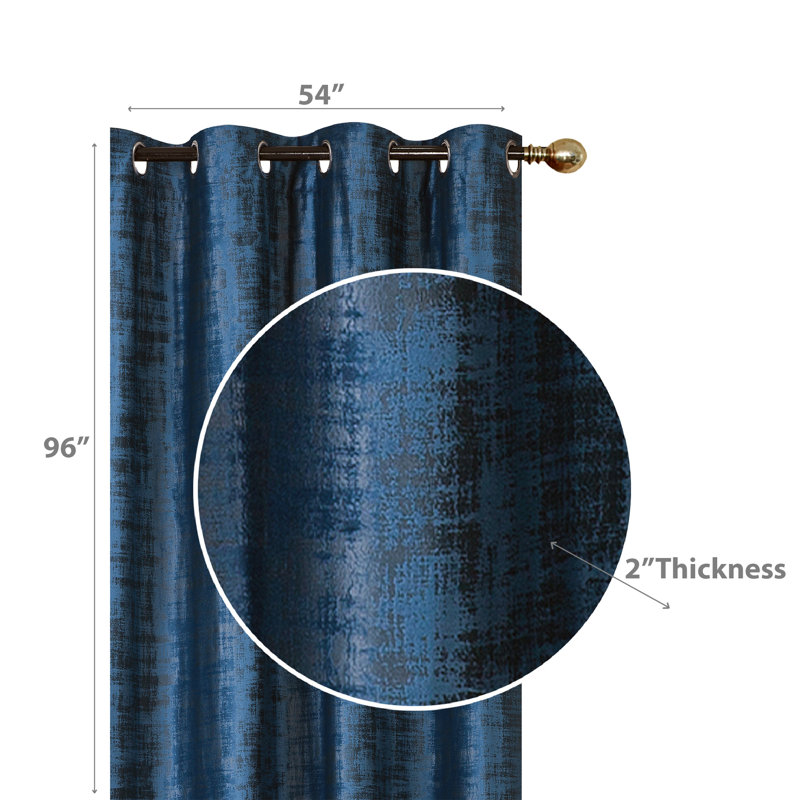 Velvet Semi Sheer Curtain Pair, 22" W x 96" L, Blue