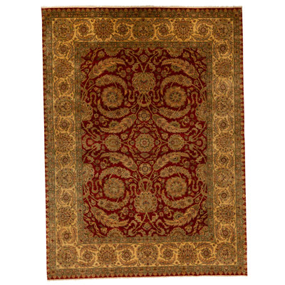 High-Quality Hand-Knotted Red And Gold Area Rug