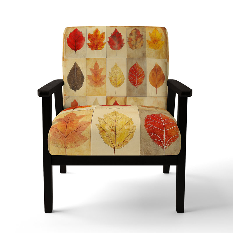 Chaise d'appoint Leaves - Autumn Leaves Collage, Black Square Arms