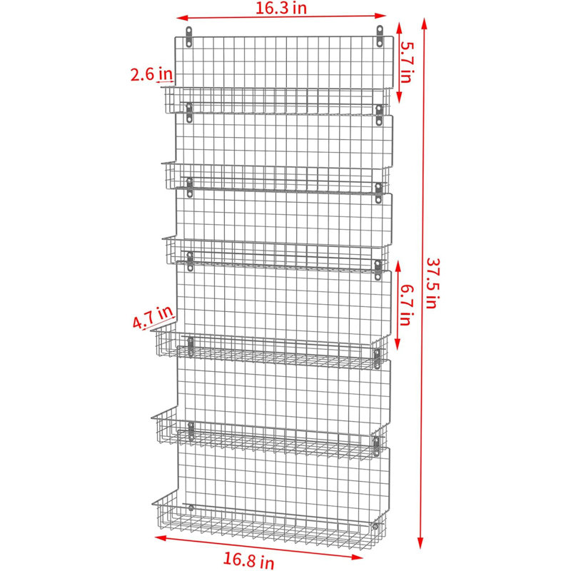 Spice Rack Organizer 6-Tier Wall Mounted & Over the Door Spice Racks for Kitchen Pantry Bathroom,Two Size, Large Capacity, Silver