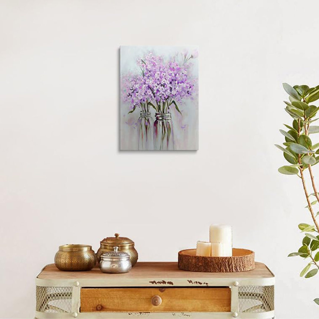 Floral Canvas Wall Art Purple Lavender Bouquet Wall Decor Botanical Prints Nature Posters Abstract Painting Framed Artwork For The Living Room And Bed