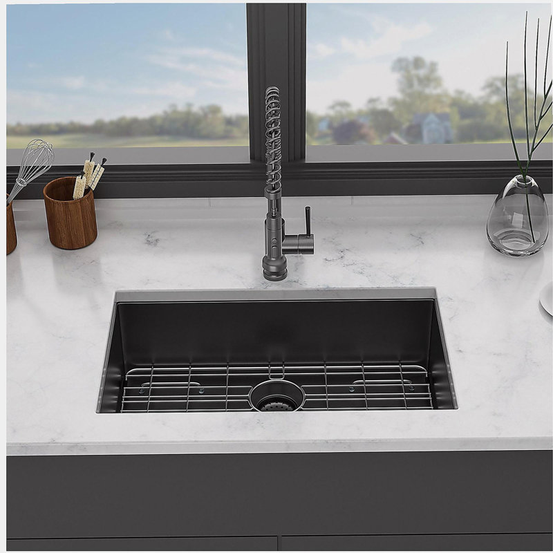 Évier de cuisine encastré 30 po - évier de cuisine encastré noir en acier inoxydable de calibre 16 de profondeur 30 po x 18 po x 10 po