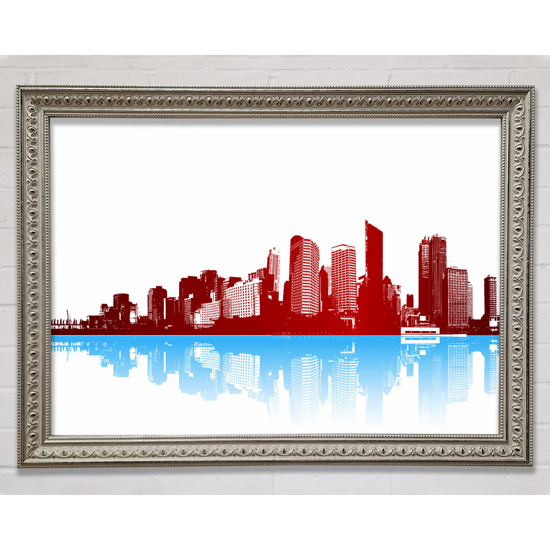 Rotes New York in blauen Reflektionen - Druck