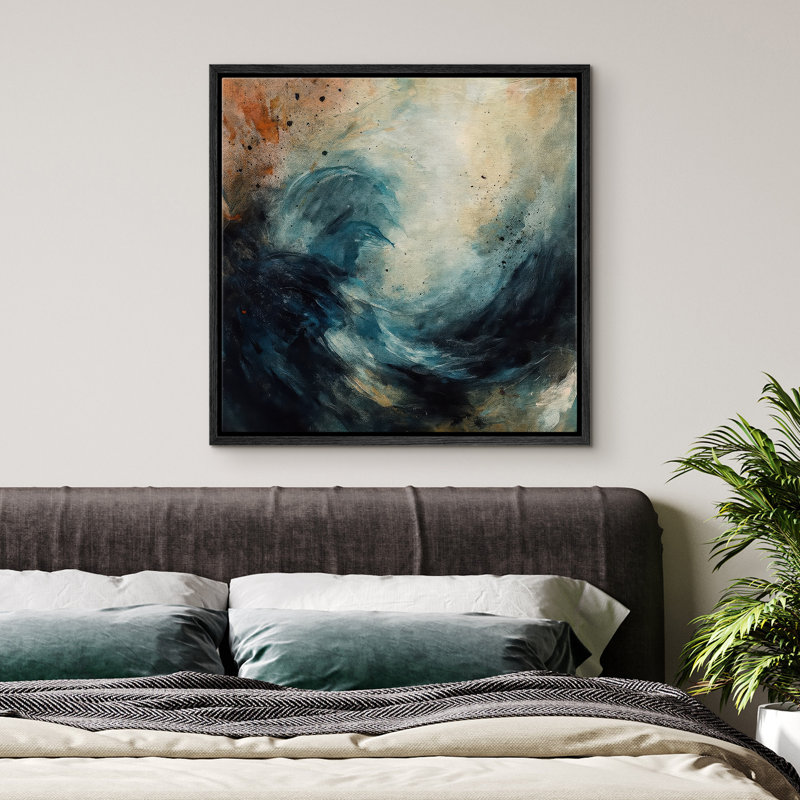 Reproduction d'art encadrée sur toile pour décor moderne neutre, H 16 po x l 16 po, Noir