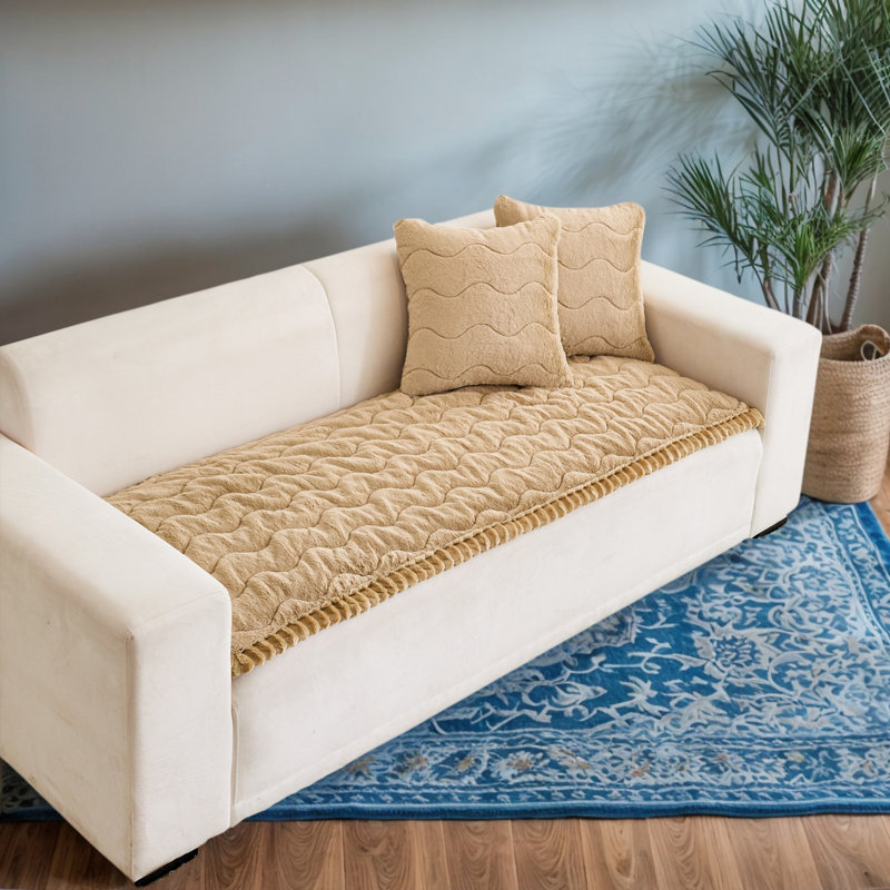Housse de canapé lavable et pelucheuse pour chien - Housse antidérapante pour animaux de compagnie pour 2 ou 3 coussins, Brun