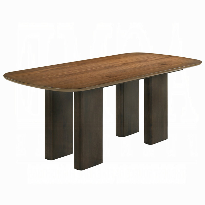 Table de salle à manger Lina, 79 po, pieds rectangulaires larges, bois brun noyer