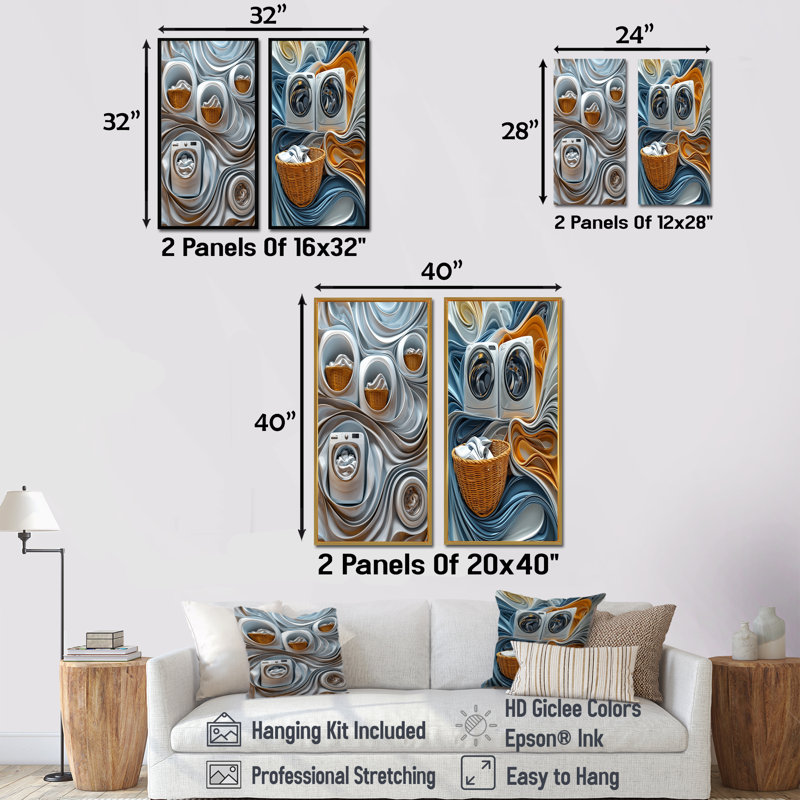 Ensemble de 2 pièces d'art mural gris, H 28 po x l 24 po, Toile tendue sur cadre, Ne s’applique pas