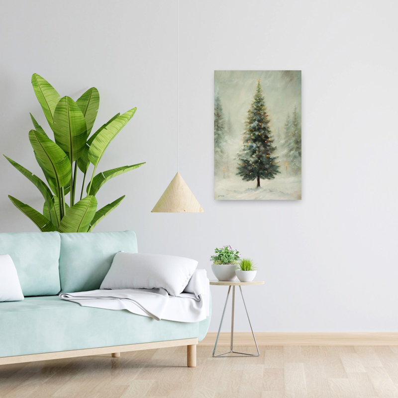 Art contemporain, paysage de forêt abstrait, arbre de Noël minimaliste, art contemporain, H 24 po x l 16 po