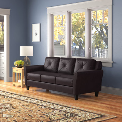 Stanton 78.7" Faux Leather Curved Arm Tufted Sofa