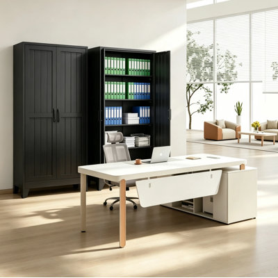 71" Tall Modern Minimalist Metal Storage File Cabinet with 4 Adjustable Metal Shelves, Freestanding Steel Cabinet for Home Office, Living Room, Kitchen Pantry