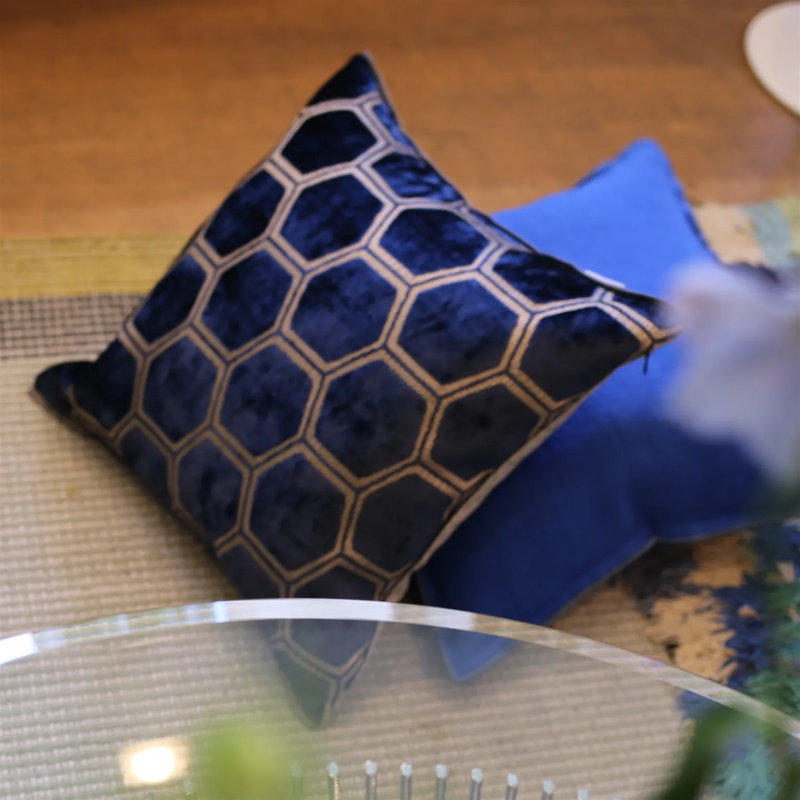 Manipur Velvet Decorative Pillow, Midnight, 17"H x 17"W