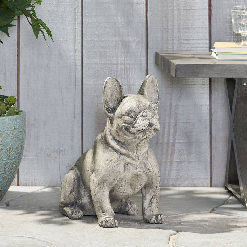 Statue de jardin d'extérieur bouledogue français d'extérieur, Gris