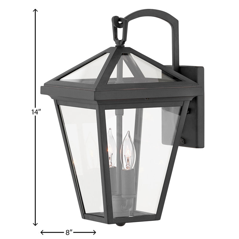 Aalford Place 2-Light Outdoor Wall Lantern, Museum Black, 14" H x 8" W x 9" D