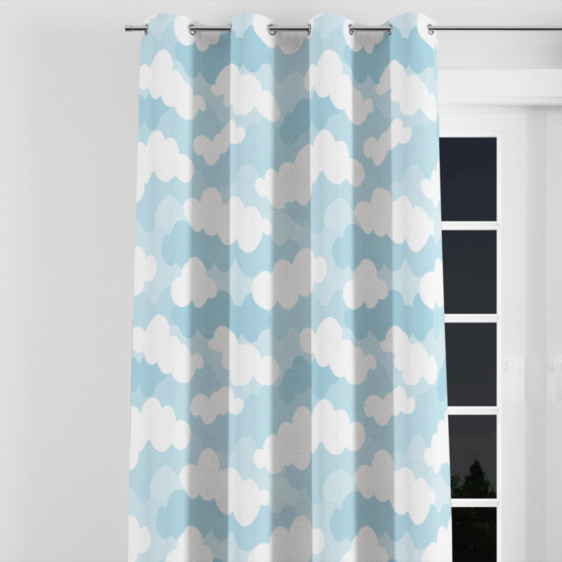 Rideaux en velours Boho - blanc avec œillets Baldrige - 1 panneau, L 52 po x L 63 po, Œillets argentés