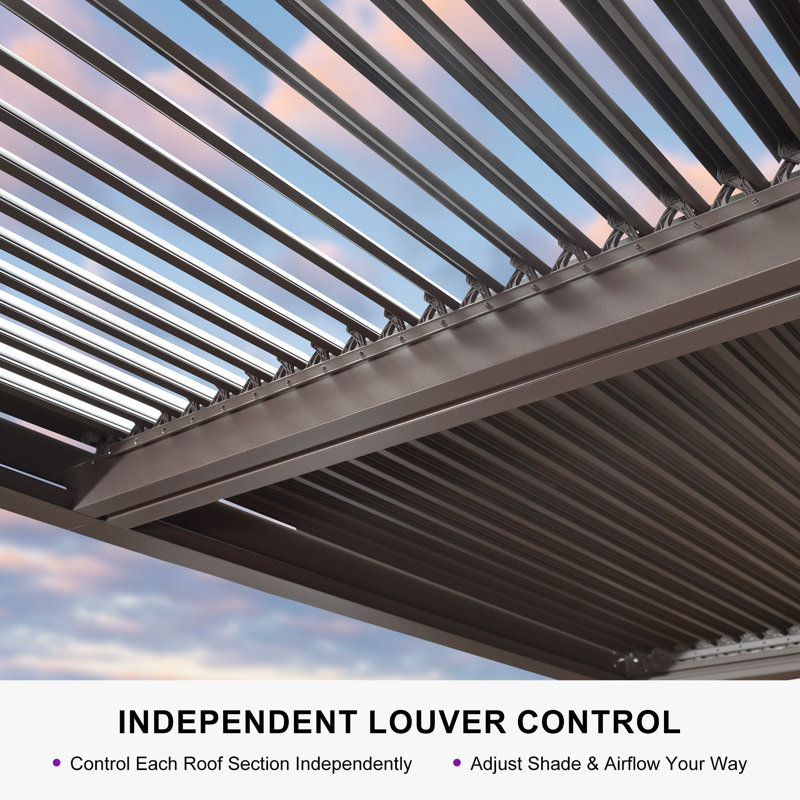 Louvered Pergola Outdoor Aluminum Pergola with Adjustable Roof for Deck Backyard Hardtop Gazebo, 12 ft. W x 12 ft. D