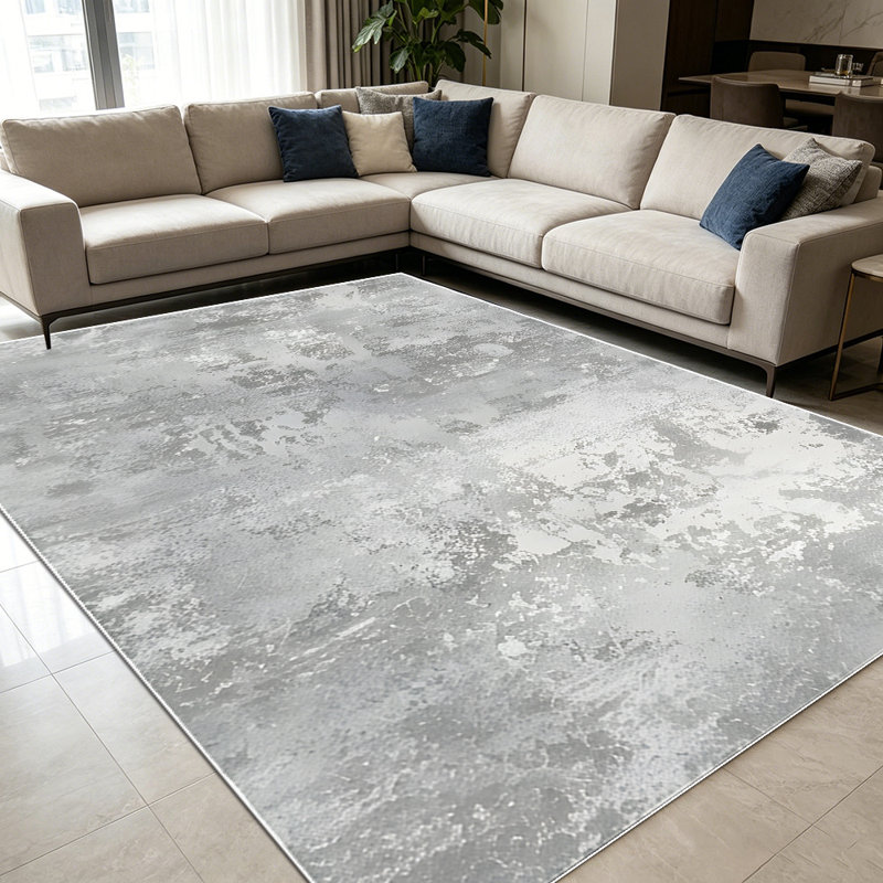 1PC Distressed Neutral Grey Abstract Watercolor area rugs for Living Room, Soft and Comfortable, Suitable for all seasons, easy-to-maintain, machine washable Indoor floor mat, Under Table Farmhouse suitable for dining table, bedroom, home office,