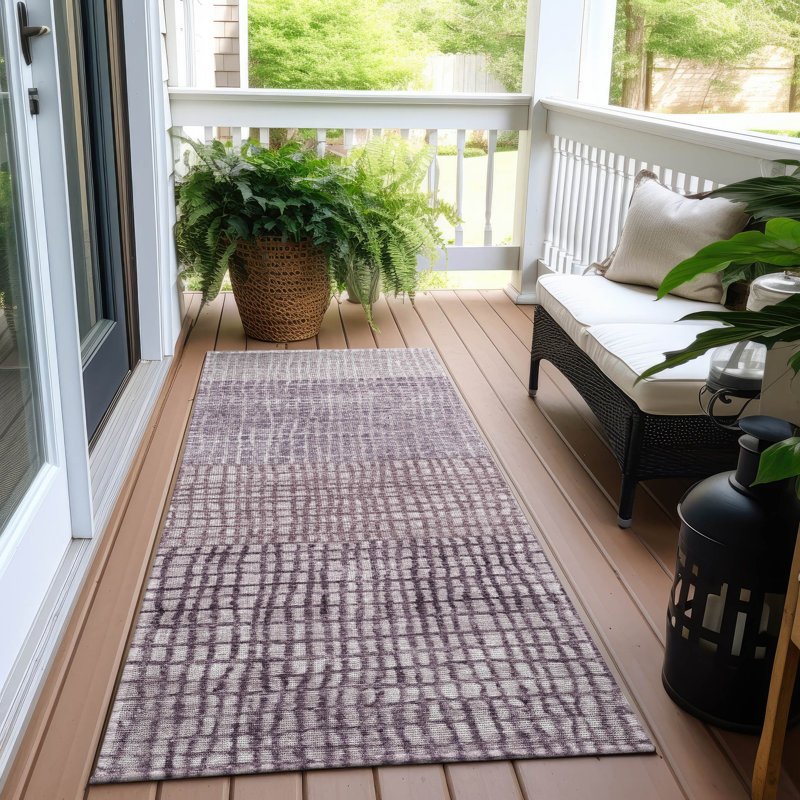 Machine Washable Indoor/Outdoor Xhevrie Purple Rug, Runner 2'3" x 7'6"