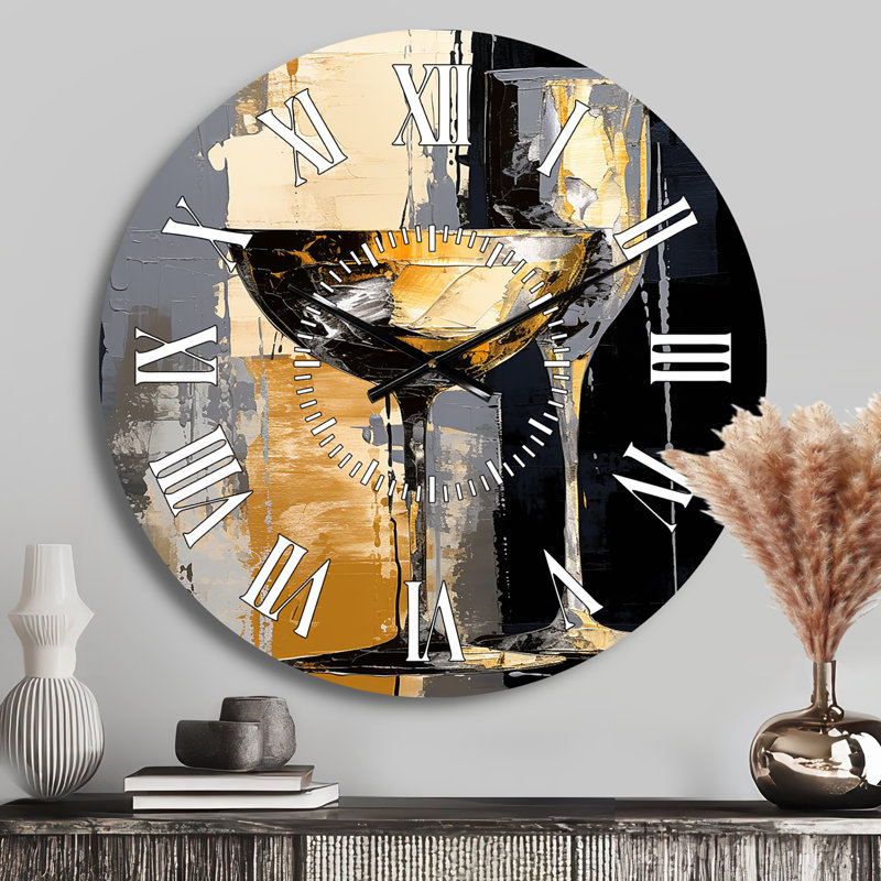Collage champagne avec verres - horloge murale champagne, Médium