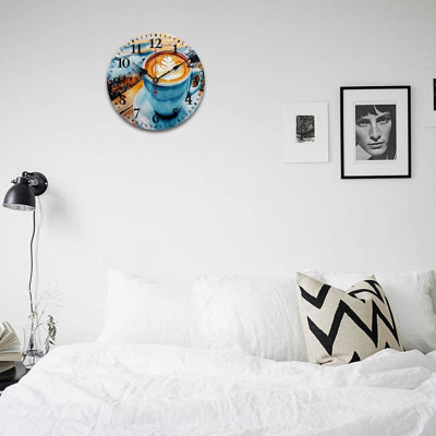 Horloge murale ronde 12 x 12 po, tortue de mer de style 3D, pour chambre d'enfant et décoration côtière