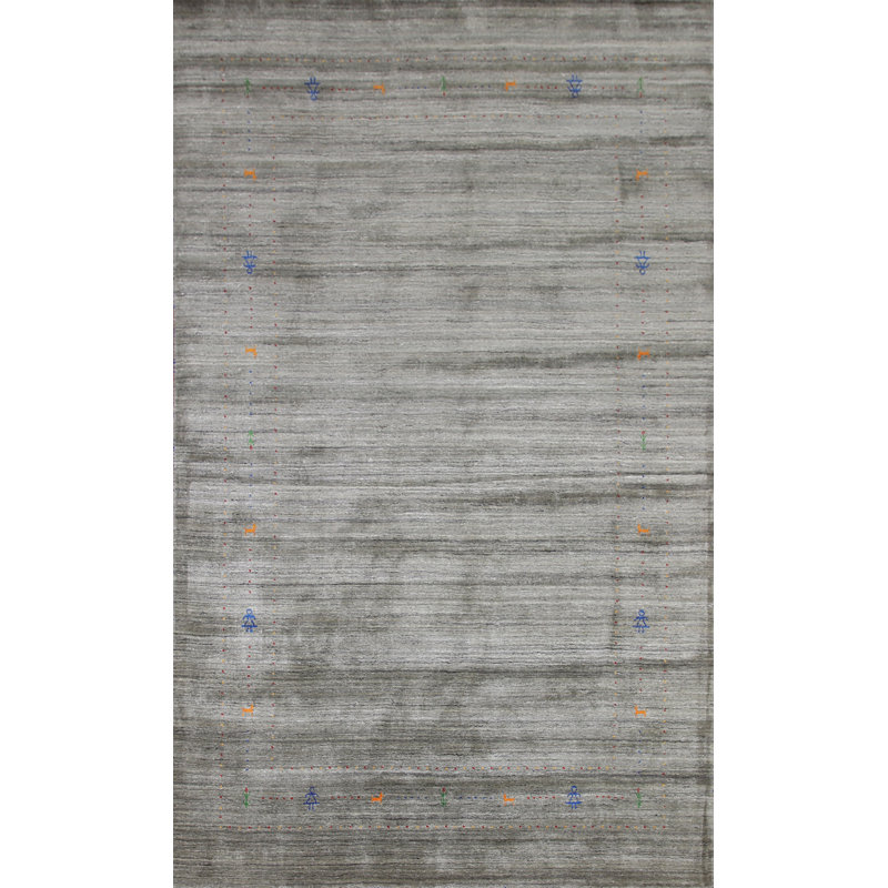 Gray & Green Gabbeh Indian Area Rug 7x10