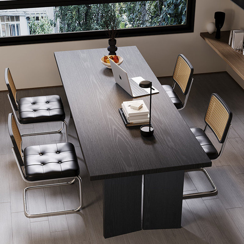 Black Rectangular Solid Wood desk, 29.53"H×70.87"L×31.5"W