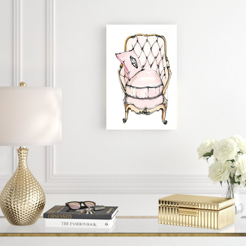 Chaise rose - reproduction d'art sur toile tendue, H 18 po x l 12 po